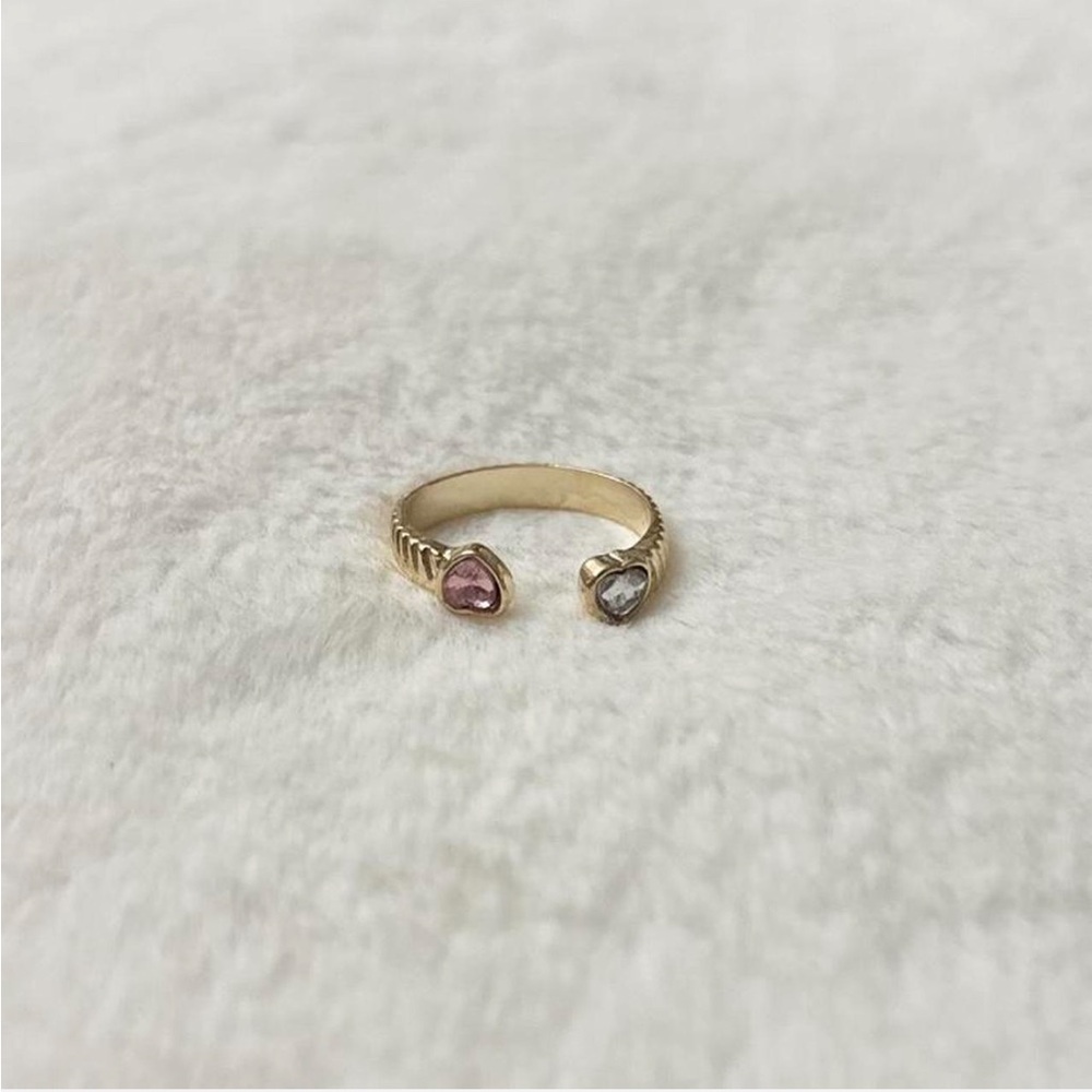 5/$15 🩷 MUST BUNDLE Gold Open Heart Ring with Pink and Clear Stones - Picture 4 of 5